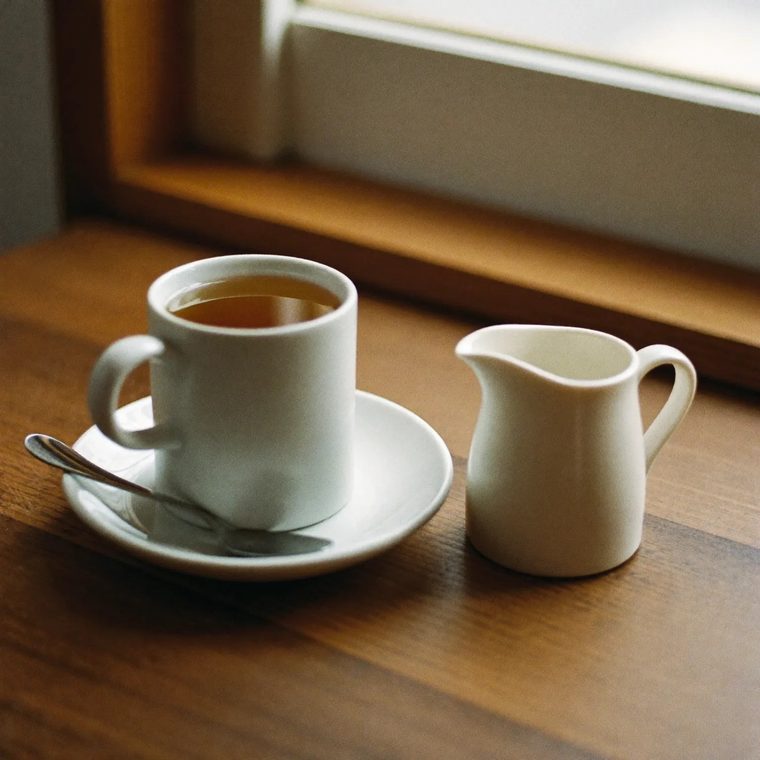 A mug of tea on a wooden table